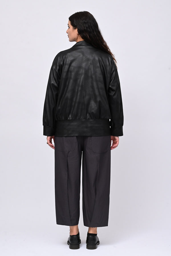 Bomber ecopelle martellata - Nero