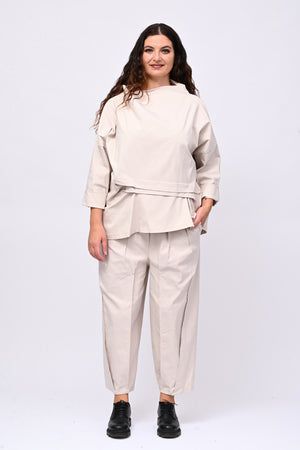 Pantalone bengalina pieghe - Gesso