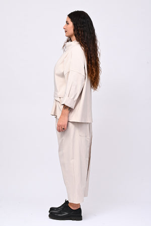 Pantalone bengalina pieghe - Gesso