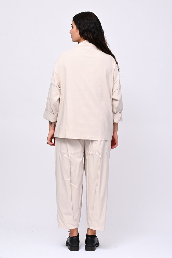 Pantalone bengalina pieghe - Gesso