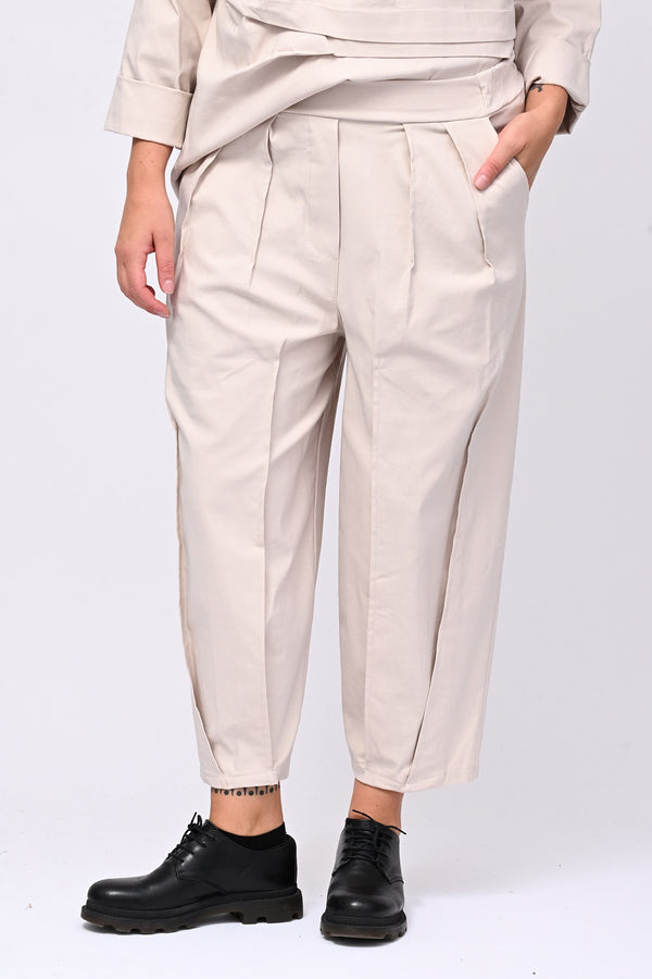Pantalone bengalina pieghe - Gesso
