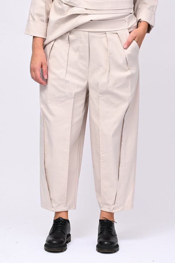 Pantalone bengalina pieghe - Gesso