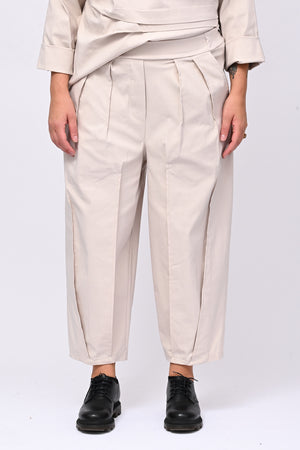Pantalone bengalina pieghe - Gesso