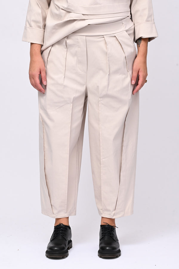 Pantalone bengalina pieghe - Gesso
