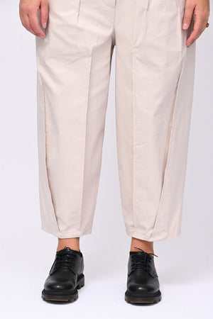 Pantalone bengalina pieghe - Gesso