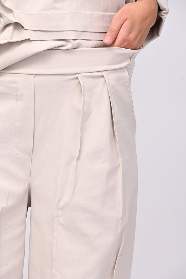 Pantalone bengalina pieghe - Gesso