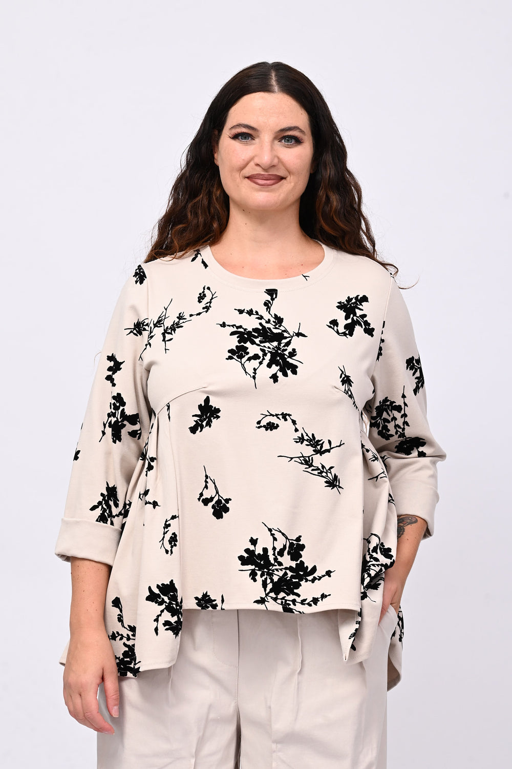 Maglia devorè pieghe - Greige