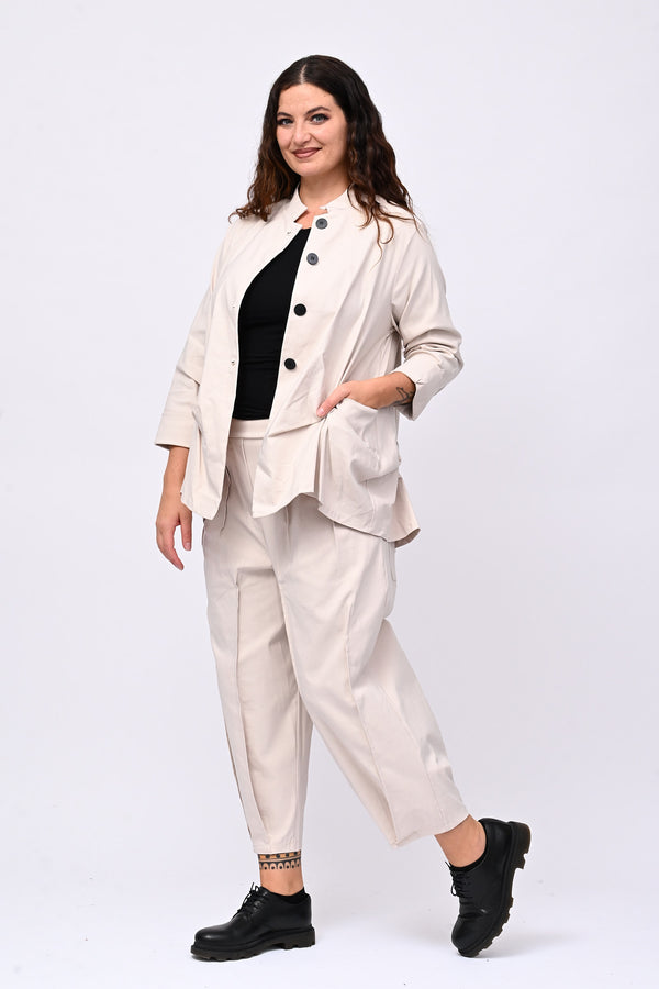 Giacca coreana arricciata - Gesso