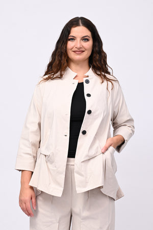 Giacca coreana arricciata - Gesso