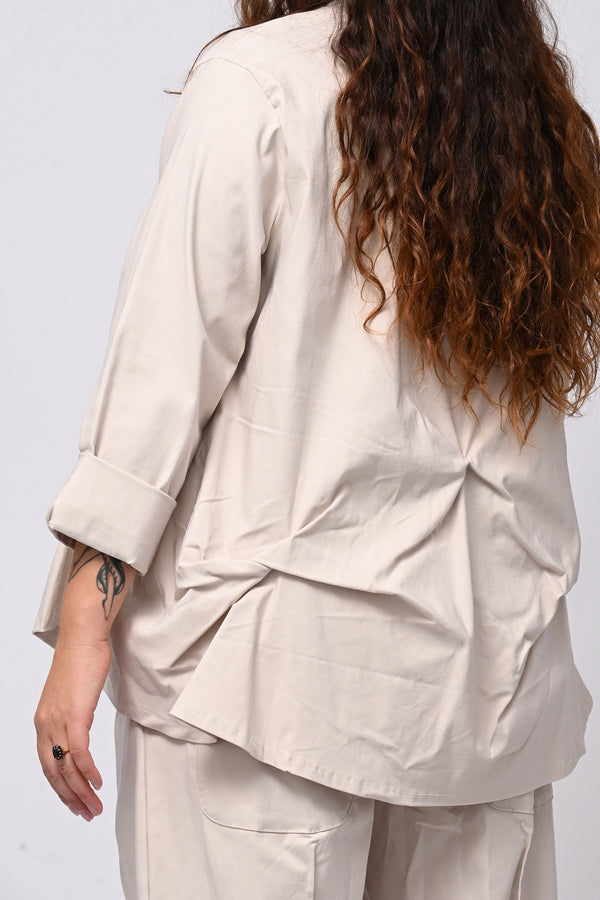 Giacca coreana arricciata - Gesso