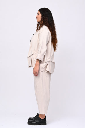 Giacca coreana arricciata - Gesso