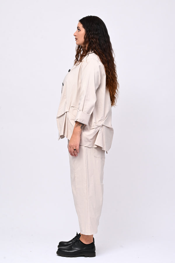 Giacca coreana arricciata - Gesso