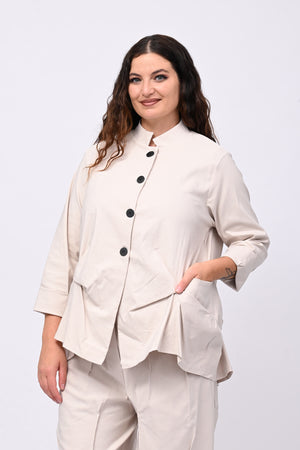 Giacca coreana arricciata - Gesso