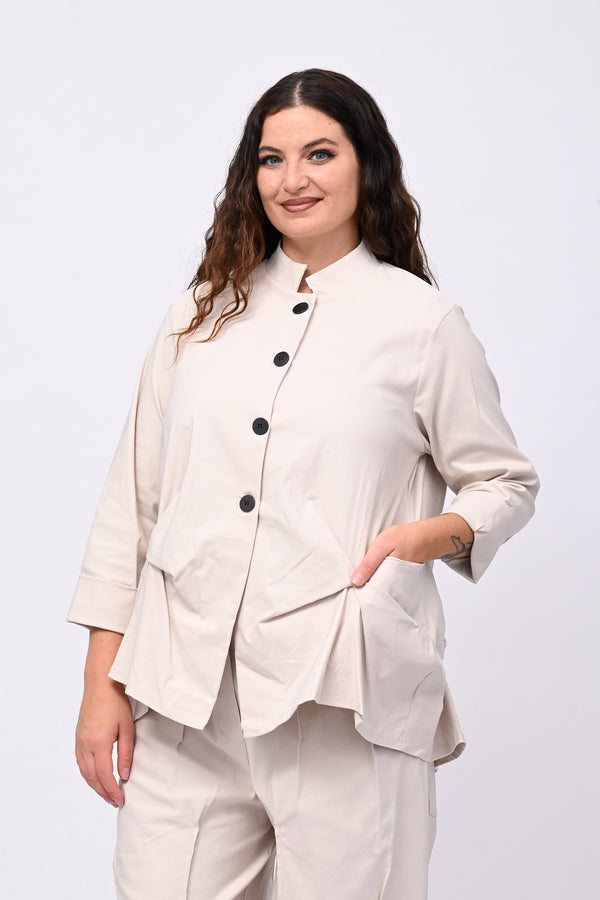 Giacca coreana arricciata - Gesso