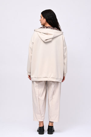 Felpa collone animalier - Greige