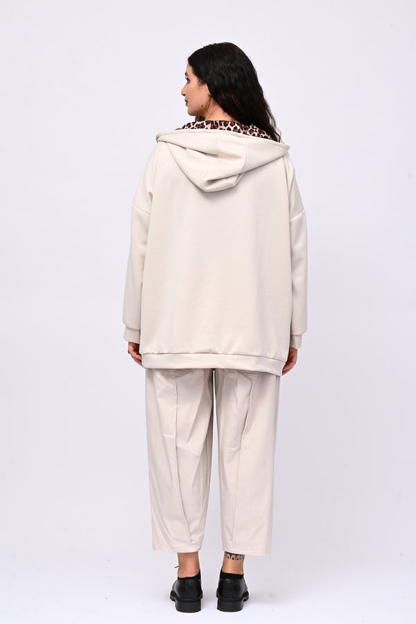 Felpa collone animalier - Greige