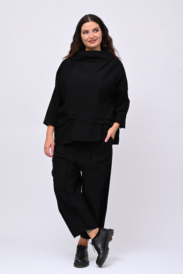 Pantalone bengalina pieghe - Nero