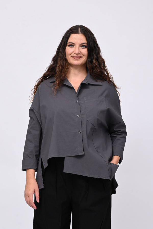 Camicia bengalina asimmetrica - Piombo