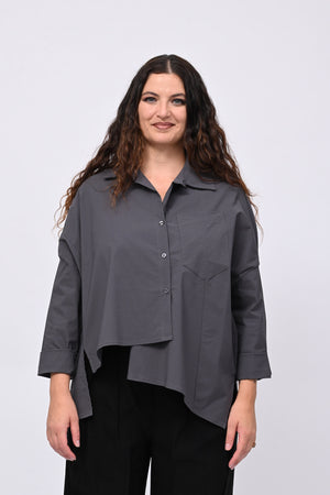 Camicia bengalina asimmetrica - Piombo