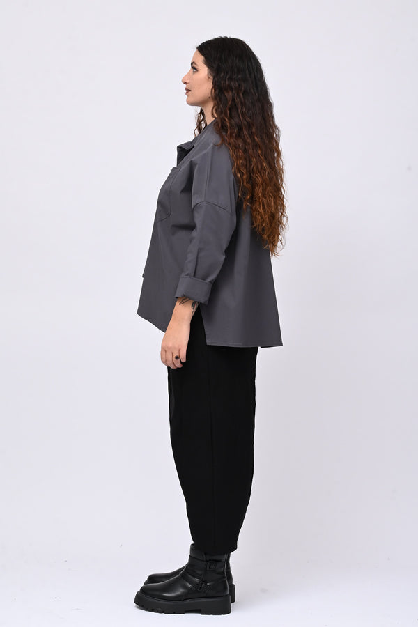 Camicia bengalina asimmetrica - Piombo