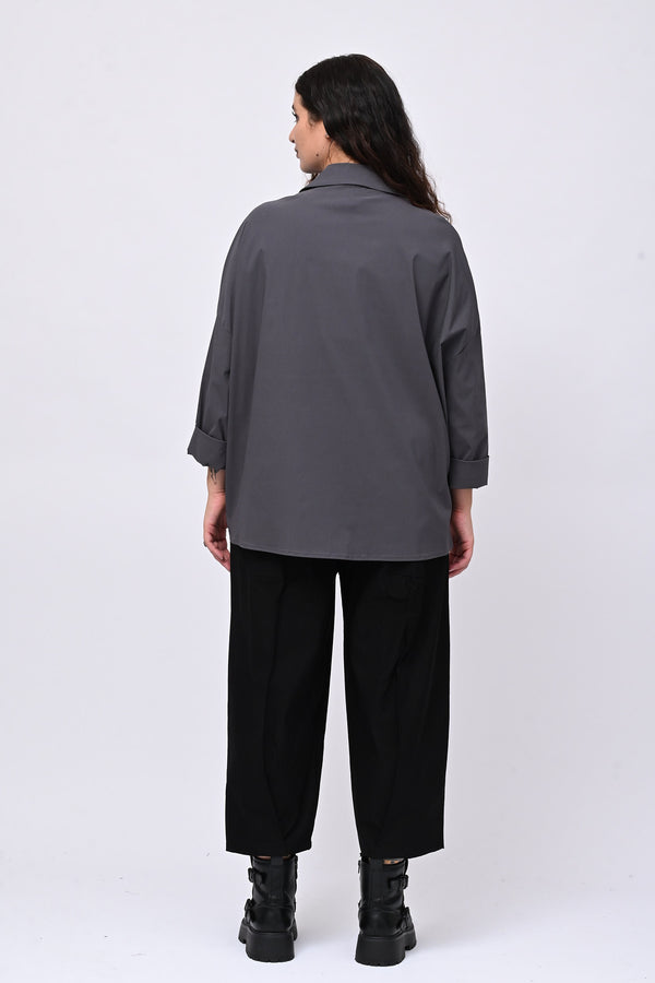 Camicia bengalina asimmetrica - Piombo