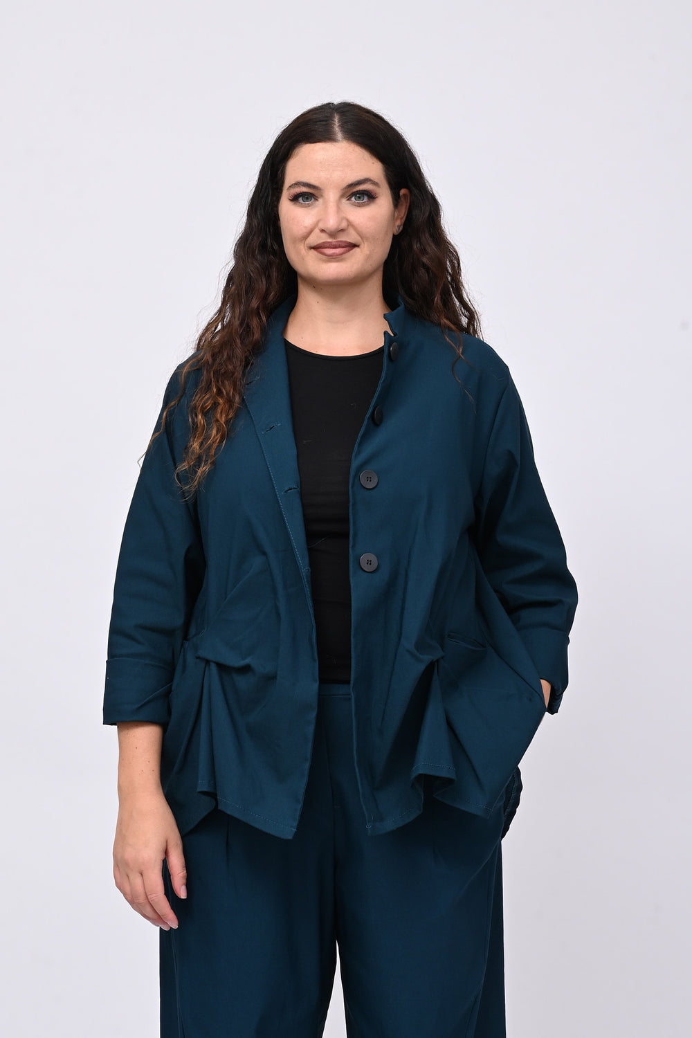Giacca coreana arricciata - Pavone