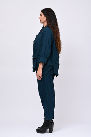 Giacca coreana arricciata - Pavone