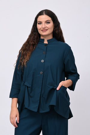 Giacca coreana arricciata - Pavone