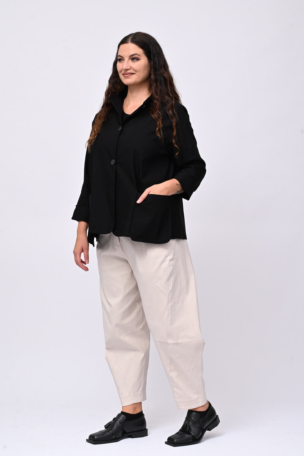 Giacca coreana tasche - Nero
