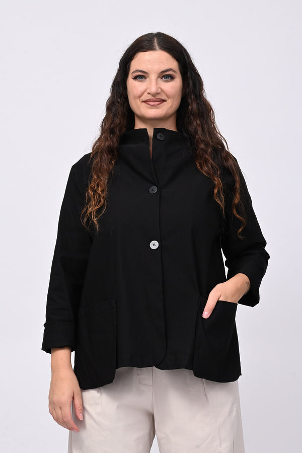 Giacca coreana tasche - Nero