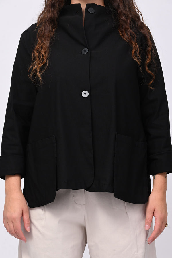 Giacca coreana tasche - Nero
