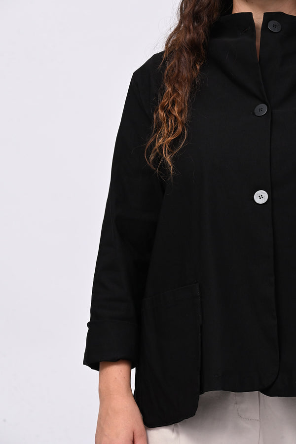 Giacca coreana tasche - Nero