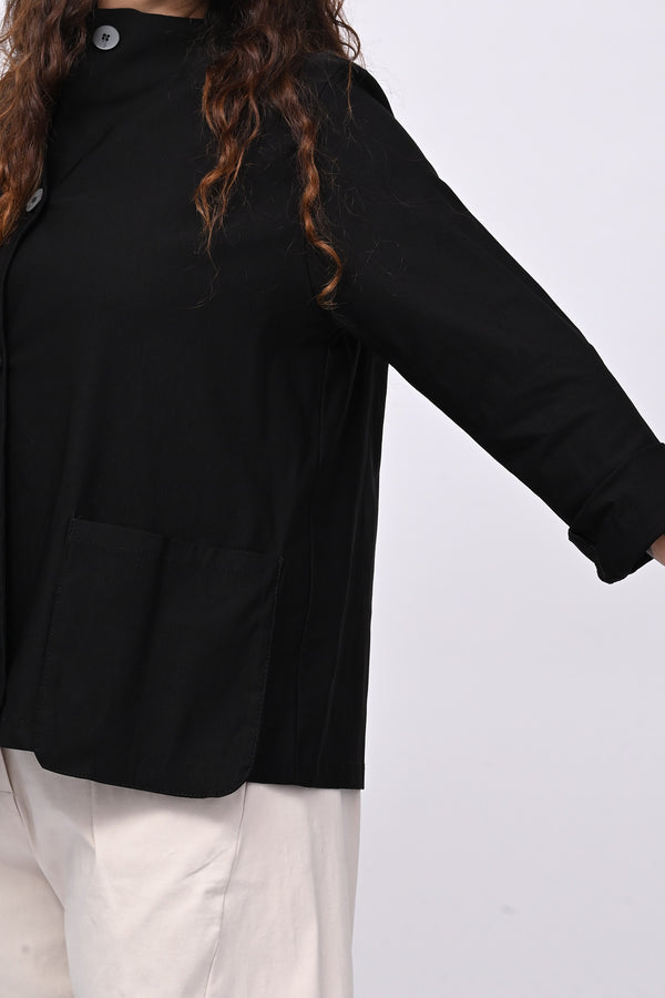 Giacca coreana tasche - Nero
