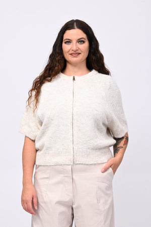 Cardigan misto lana zip - Burro