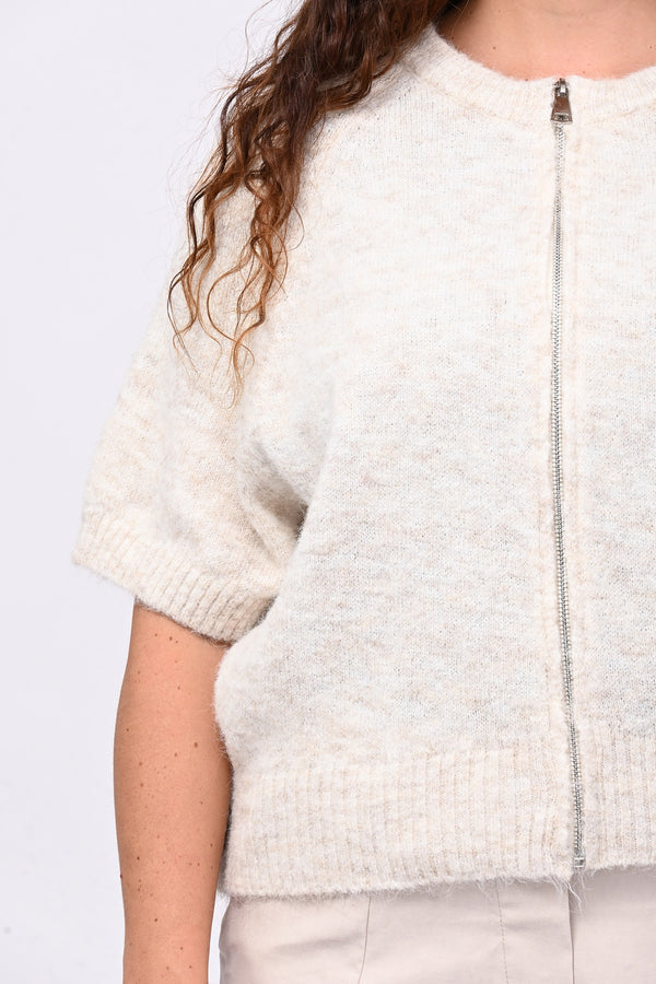 Cardigan misto lana zip - Burro