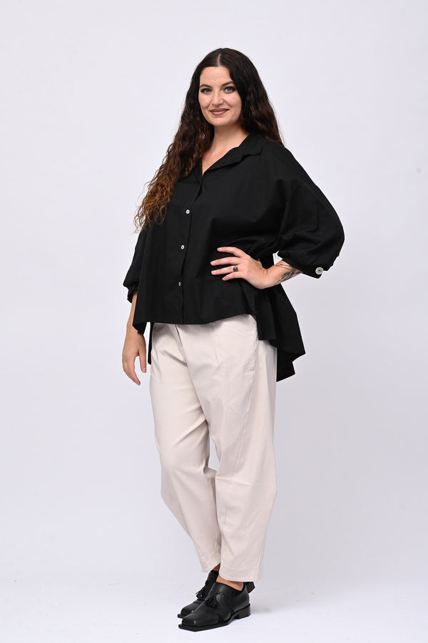 Camicia cotone coda - Nero