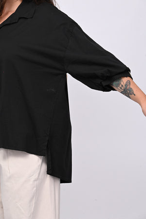 Camicia cotone coda - Nero