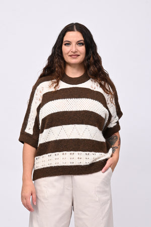 Pull righe traforato - Bruciato