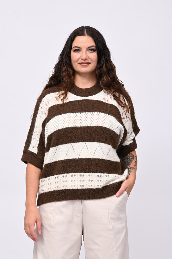 Pull righe traforato - Bruciato