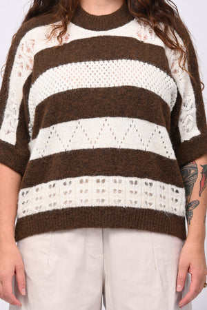 Pull righe traforato - Bruciato