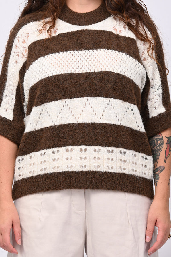 Pull righe traforato - Bruciato