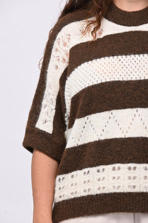 Pull righe traforato - Bruciato