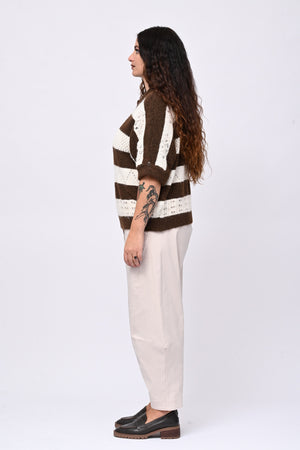 Pull righe traforato - Bruciato