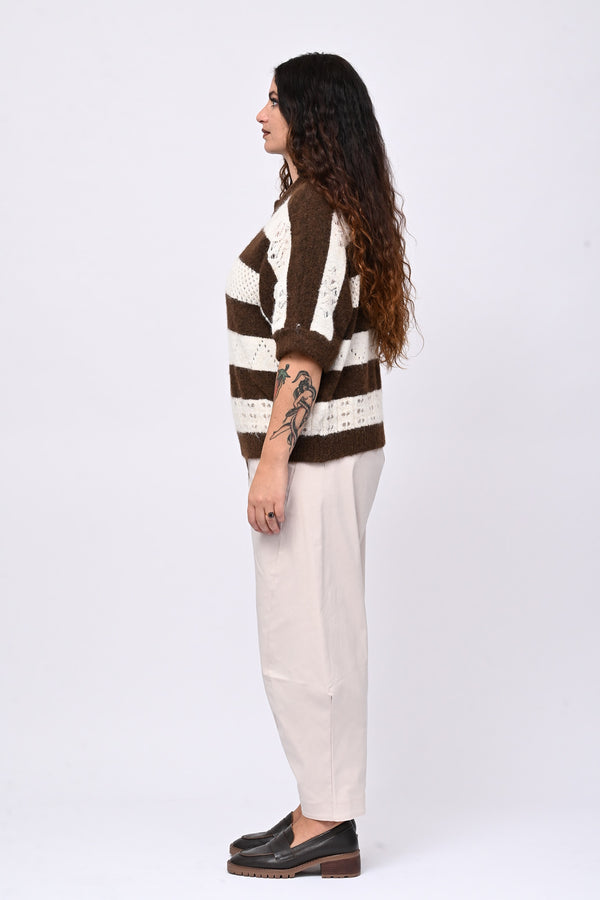 Pull righe traforato - Bruciato