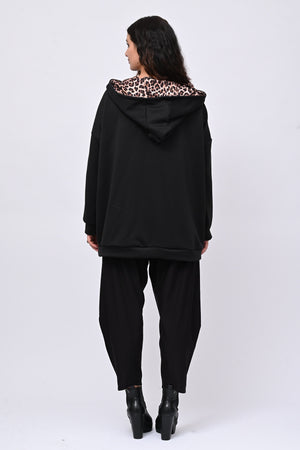 Felpa collone animalier - Nero
