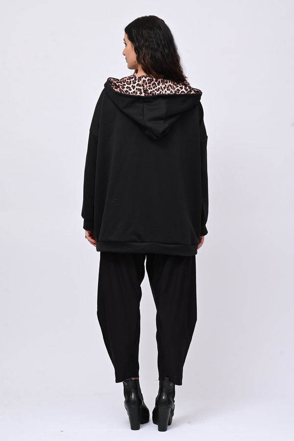 Felpa collone animalier - Nero