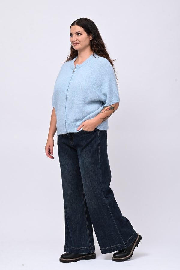 Cardigan misto lana zip - Cielo