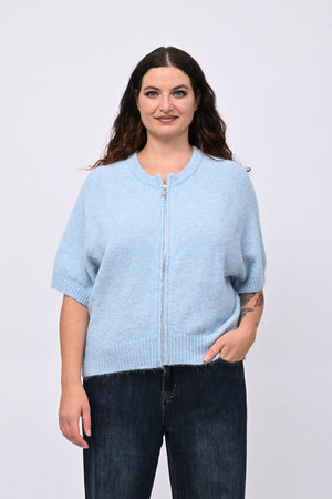 Cardigan misto lana zip - Cielo