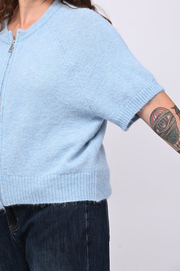 Cardigan misto lana zip - Cielo