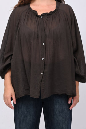 Camicia mussola stropicciata - Moro